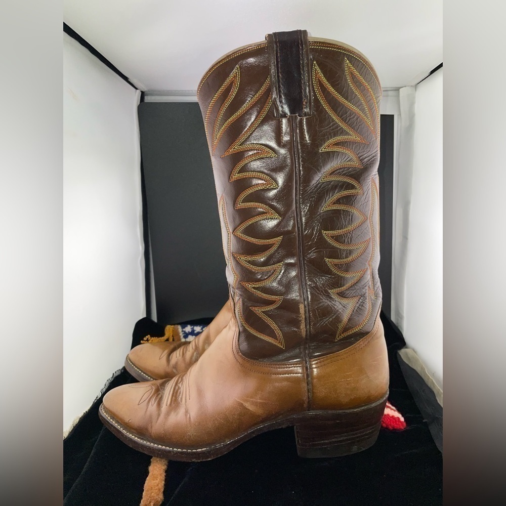 Nocona American Made Vintage Western Cowboy Boots Two Tone Leather 8.5 D - Picture 11 of 11
